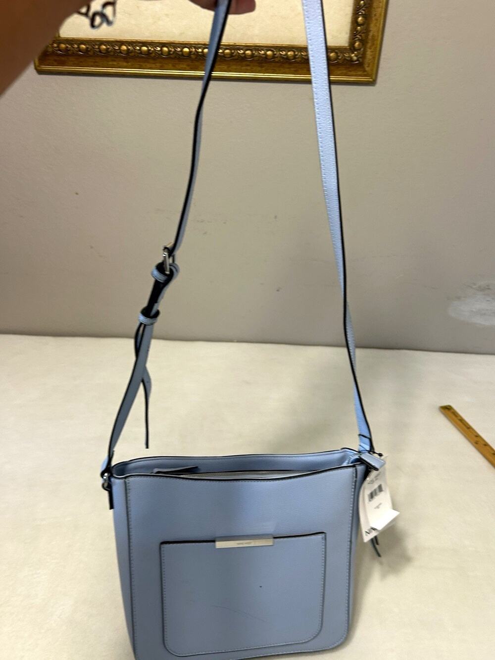Nine West Light Blue Mini Crossbody Bag Zip Closure Detachable Strap
